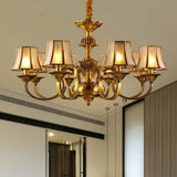 Flared Chandelier Lighting - 3/5/6 Lights Colonial Gold Finish Frosted Glass Hanging Ceiling Lamp 8