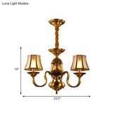 Flared Chandelier Lighting - 3/5/6 Lights Colonial Gold Finish Frosted Glass Hanging Ceiling Lamp