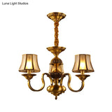 Flared Chandelier Lighting - 3/5/6 Lights Colonial Gold Finish Frosted Glass Hanging Ceiling Lamp