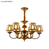Flared Chandelier Lighting - 3/5/6 Lights Colonial Gold Finish Frosted Glass Hanging Ceiling Lamp