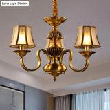 Flared Chandelier Lighting - 3/5/6 Lights Colonial Gold Finish Frosted Glass Hanging Ceiling Lamp