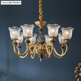 Flared Glass Chandelier Light Fixture With Ruffle Edge In Brass - Traditional Ceiling Lighting