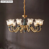 Flared Glass Chandelier Light Fixture With Ruffle Edge In Brass - Traditional Ceiling Lighting