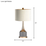 Flared Nordic Marble Trumpet Nightstand Lamp - Antiqued Gold & Fabric Shade
(Note: The Product Title