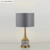 Flared Nordic Marble Trumpet Nightstand Lamp - Antiqued Gold & Fabric Shade
(Note: The Product Title