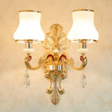 Flared Opal Frosted Glass Chandelier Pendant In Gold - Simplicity Meets Elegance 2 /