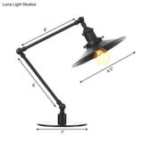 Flared Shade Metal Table Lamp - Farmhouse Style Adjustable 1 Light Black/Brass Finish For Bedroom