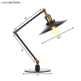 Flared Shade Metal Table Lamp - Farmhouse Style Adjustable 1 Light Black/Brass Finish For Bedroom