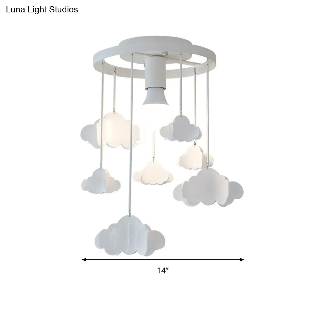 Floating Cloud Ceiling Mount Light - White Metallic Lamp For Baby Room