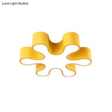 Floral Acrylic Led Flush Mount Lamp - Kids Ceiling Light Fixture In Red/Yellow/Blue