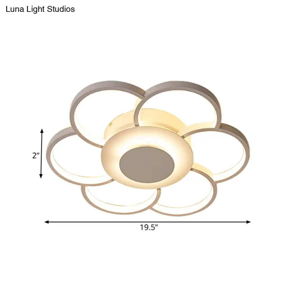Floral Bedroom Led Flush Mount Light: Simple Ceiling Fixture In Warm/White/Natural Light Acrylic