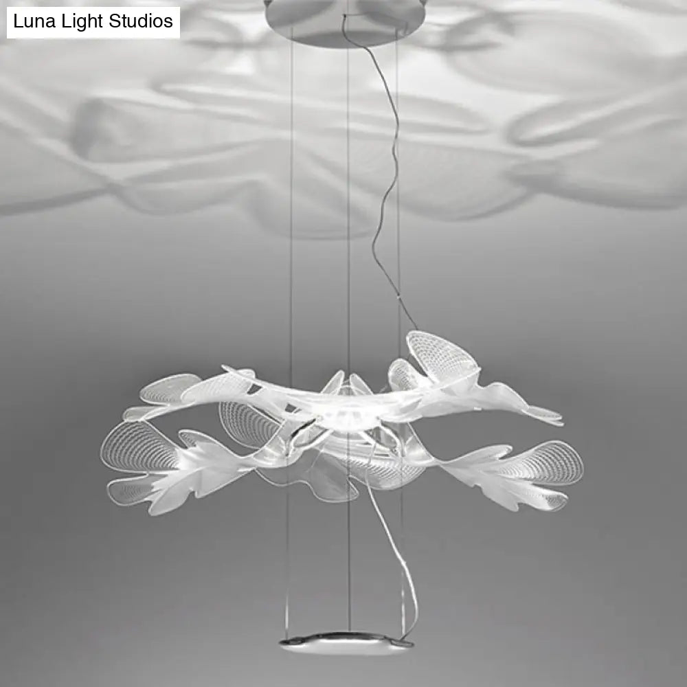 Floral Chandelier Art Deco Acrylic Led Ceiling Light For Living Room - Clear
