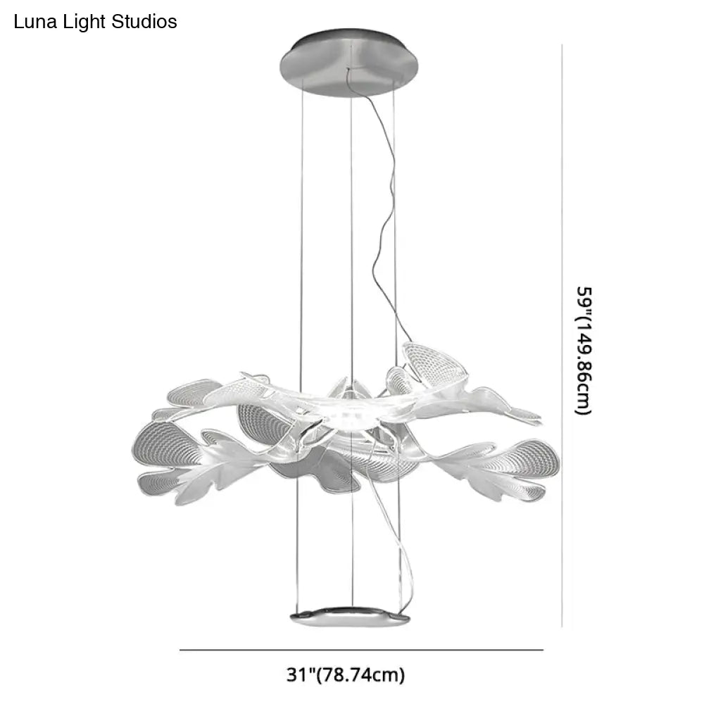 Floral Chandelier Art Deco Acrylic Led Ceiling Light For Living Room - Clear