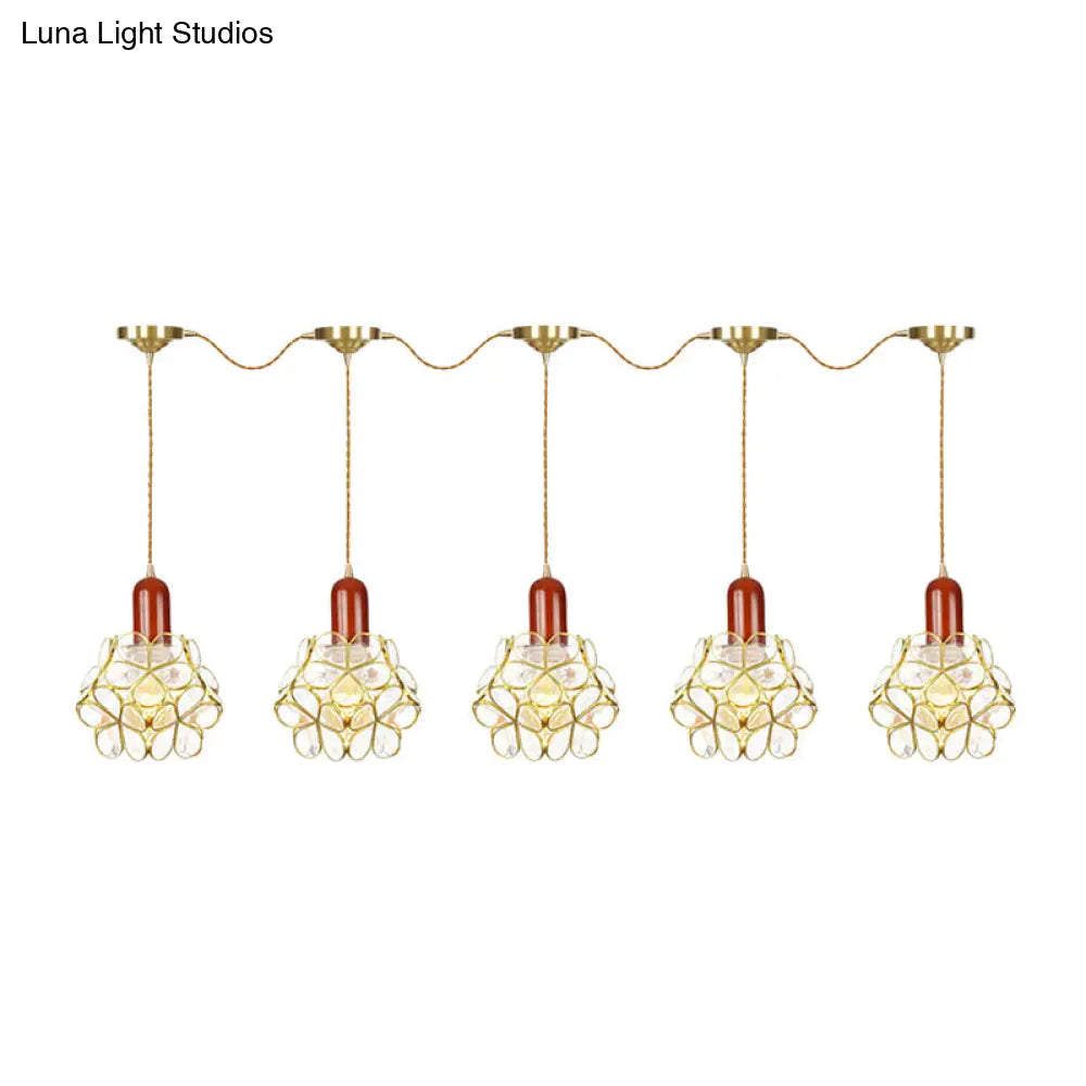 Floral Cluster Pendant Light - Metal Gold 3/5/7 Heads Tradition Series Hanging Ceiling Lamp