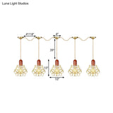 Floral Cluster Pendant Light - Metal Gold 3/5/7 Heads Tradition Series Hanging Ceiling Lamp