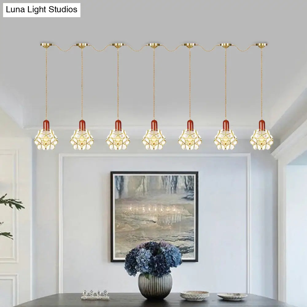 Floral Cluster Pendant Light - Metal Gold 3/5/7 Heads Tradition Series Hanging Ceiling Lamp