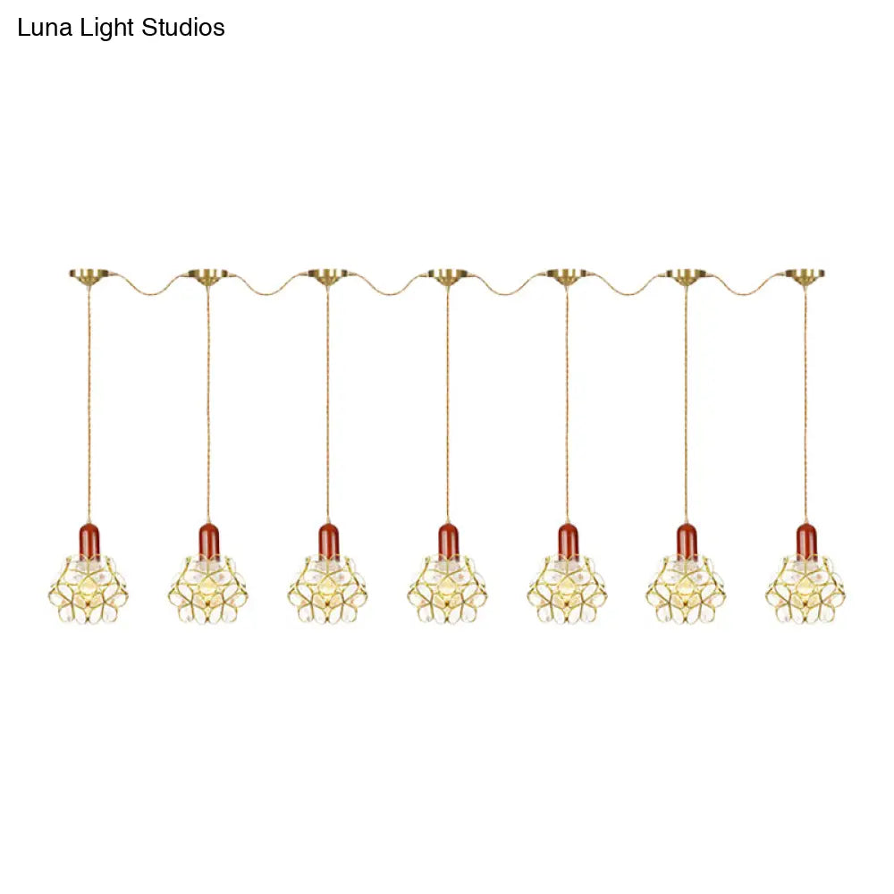 Floral Cluster Pendant Light - Metal Gold 3/5/7 Heads Tradition Series Hanging Ceiling Lamp