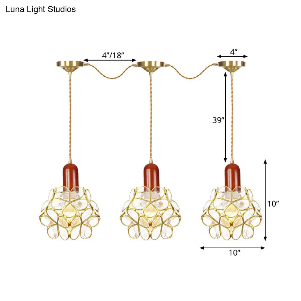 Floral Cluster Pendant Light - Metal Gold 3/5/7 Heads Tradition Series Hanging Ceiling Lamp