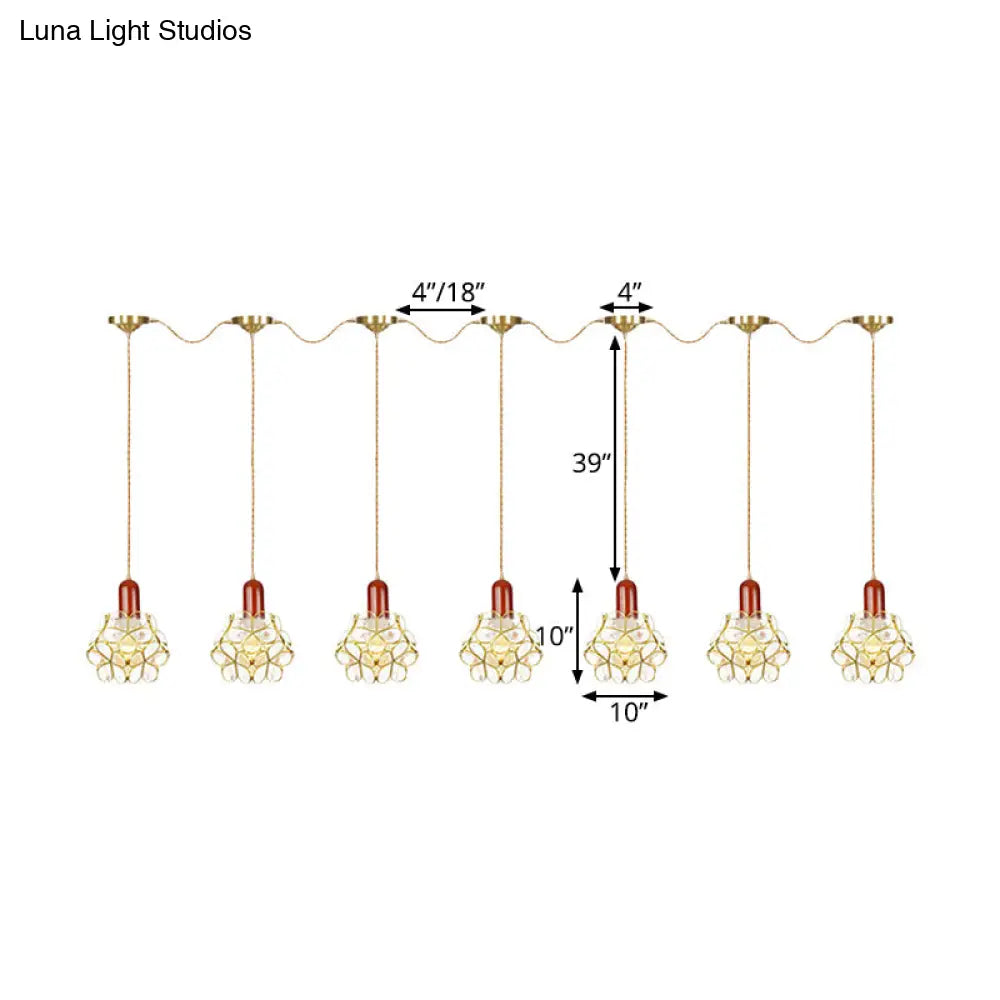 Floral Cluster Pendant Light - Metal Gold 3/5/7 Heads Tradition Series Hanging Ceiling Lamp