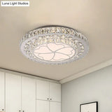 Floral Crystal Suspension Led Pendant Light For Bedroom In Stainless Steel