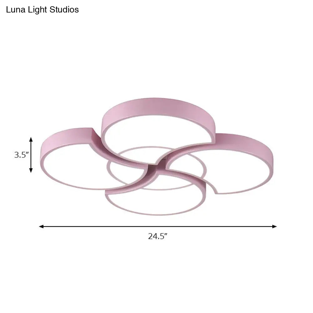 Floral Flush Ceiling Light For Kids’ Spaces - Metal And Acrylic Lamp Kindergarten Corridor