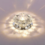 Floral Flush Mount Led Ceiling Lamp With Clear Crystal Accents - Minimalistic Stainless Steel