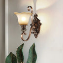 Floral Frosted Glass Wall Light In Classic Brown For Elegant Living Room Lighting 1 /