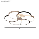 Floral Led Flush Mount Ceiling Light With Acrylic Shade In Black And White - Warm Natural