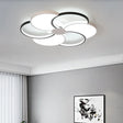 Floral Led Flush Mount Ceiling Light With Acrylic Shade In Black And White - Warm Natural