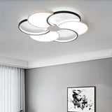 Floral Led Flush Mount Ceiling Light With Acrylic Shade In Black And White - Warm Natural