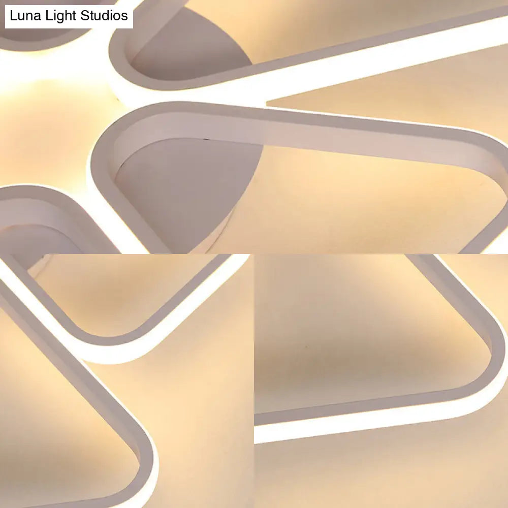 Floral Shape Acrylic Led Ceiling Light In Simple Brown/White For Child Room - Warm/White Lighting