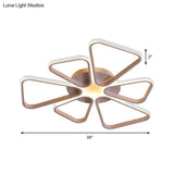 Floral Shape Acrylic Led Ceiling Light In Simple Brown/White For Child Room - Warm/White Lighting