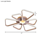 Floral Shape Acrylic Led Ceiling Light In Simple Brown/White For Child Room - Warm/White Lighting