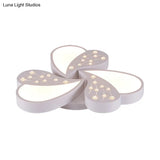 Floral White Flush Mount Ceiling Lamp With Crystal For Modern Baby Room