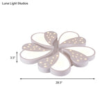 Floral White Flush Mount Ceiling Lamp With Crystal For Modern Baby Room