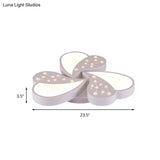 Floral White Flush Mount Ceiling Lamp With Crystal For Modern Baby Room