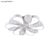 Floral White Flush Mount Ceiling Lamp With Crystal For Modern Baby Room
