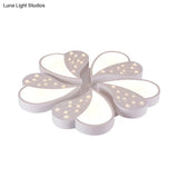 Floral White Flush Mount Ceiling Lamp With Crystal For Modern Baby Room