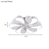 Floral White Flush Mount Ceiling Lamp With Crystal For Modern Baby Room
