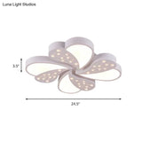 Floral White Flush Mount Ceiling Lamp With Crystal For Modern Baby Room