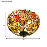 Flower Ceiling Lighting Tiffany Brass Flush Mount Light For Hallway - 2/3 Lights 12’/16’ Wide