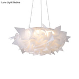 Flower Design Acrylic Dome Pendant Light - Modern Ceiling Fixture In White/Brown