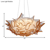 Flower Design Acrylic Dome Pendant Light - Modern Ceiling Fixture In White/Brown