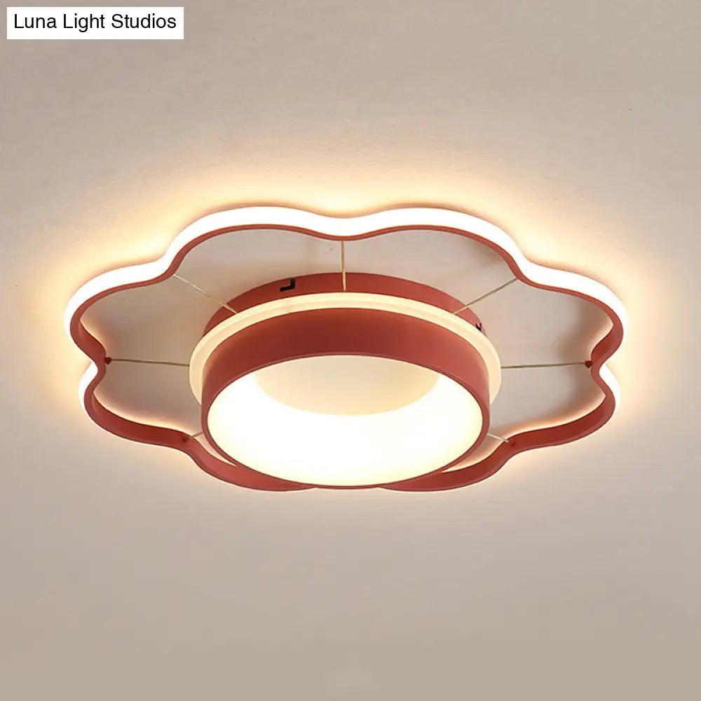Flower Flush Mount Spotlight Kids Led Light In Pink/Gold – Warm/White
