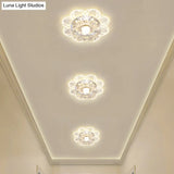 Flower Shape Crystal Flush Mount Ceiling Light Fixture With Led Modern Aisle Lighting
