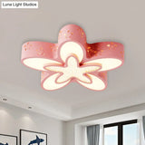 Flower - Shaped Led Cartoon Flush Ceiling Light For Kids’ Bedrooms In Pink/Blue