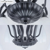 Flower-Shaped White Glass Ceiling Light Fixture With 3/6/8 Lights For Classic Living Room