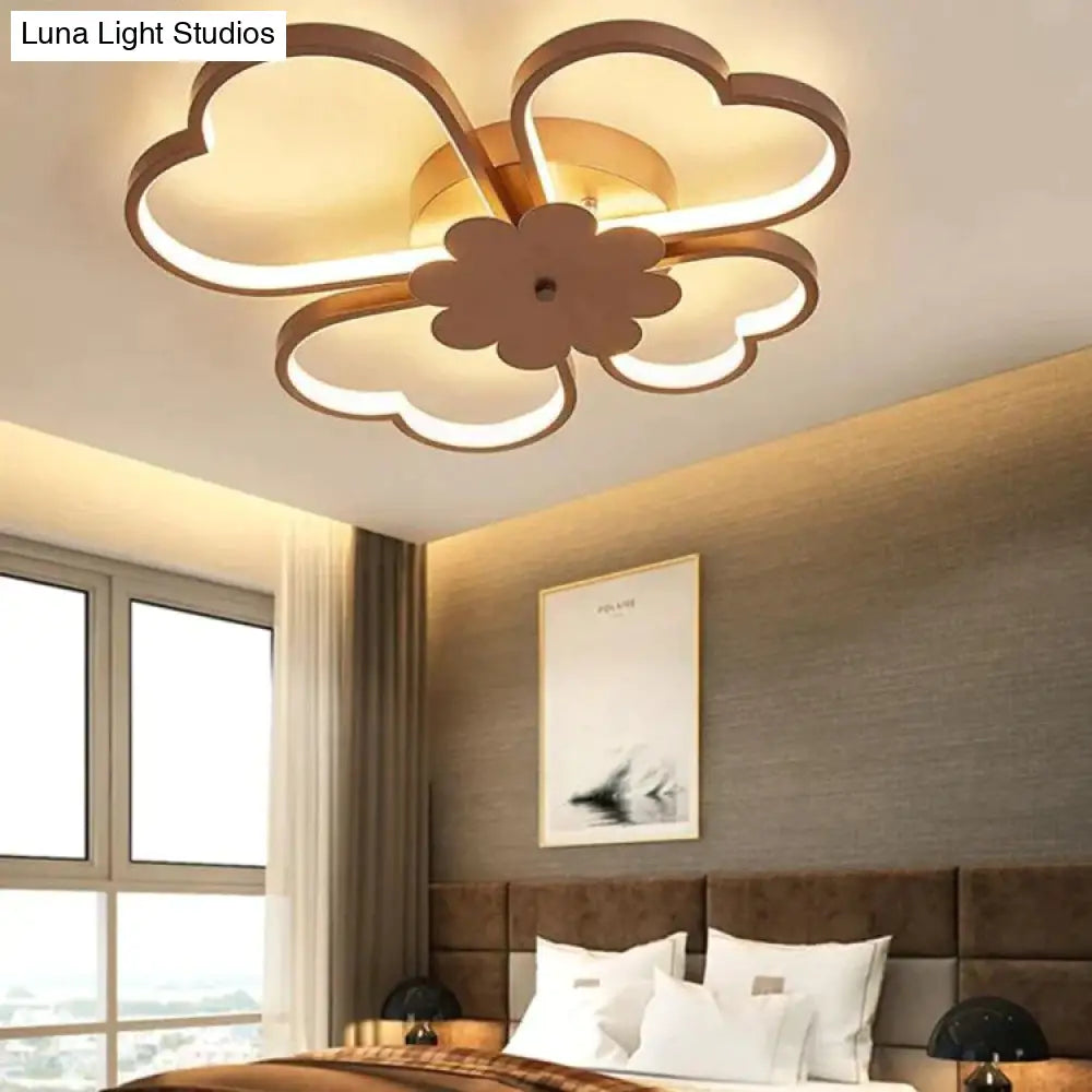 Flowers Lighting Fixtures For Kids Room 36W 54W Coffee Color / 50X50X8Cm 36W Dimmable With Remote