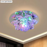 Flush Clear Crystal Lotus Ceiling Light - Modern Led Fixture For Bedroom In Warm/White/Multi Color