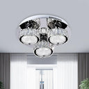 Flush Mount Crystal Led Ceiling Light For Contemporary Bedrooms - Stainless Steel Finish Stainless